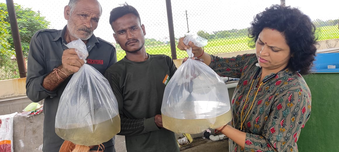 “कृषि विज्ञान केंद्र पर मछली उत्पादक को सस्ते दर पर दिए जा रहे बीज,वैज्ञानिक द्वारा दी महत्वपूर्ण मछली उत्पादन करने की टिप्स” देखें